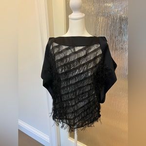 Worth fringed sheer sleeveless blouse